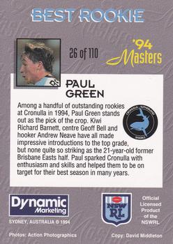 1994 Dynamic NSW Rugby League '94 Masters #26 Paul Green Back